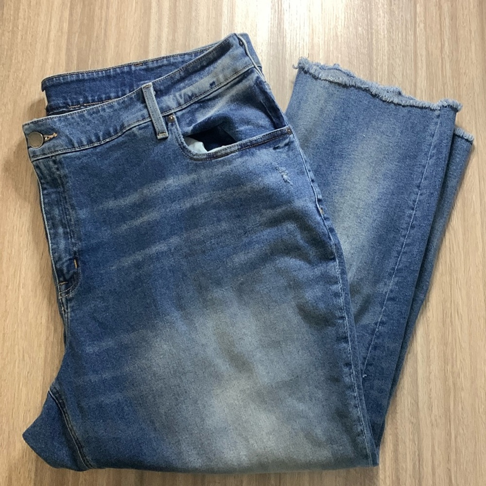 Lane Bryant Distressed High Rise Straight Leg Denim Jeans -  Size 24